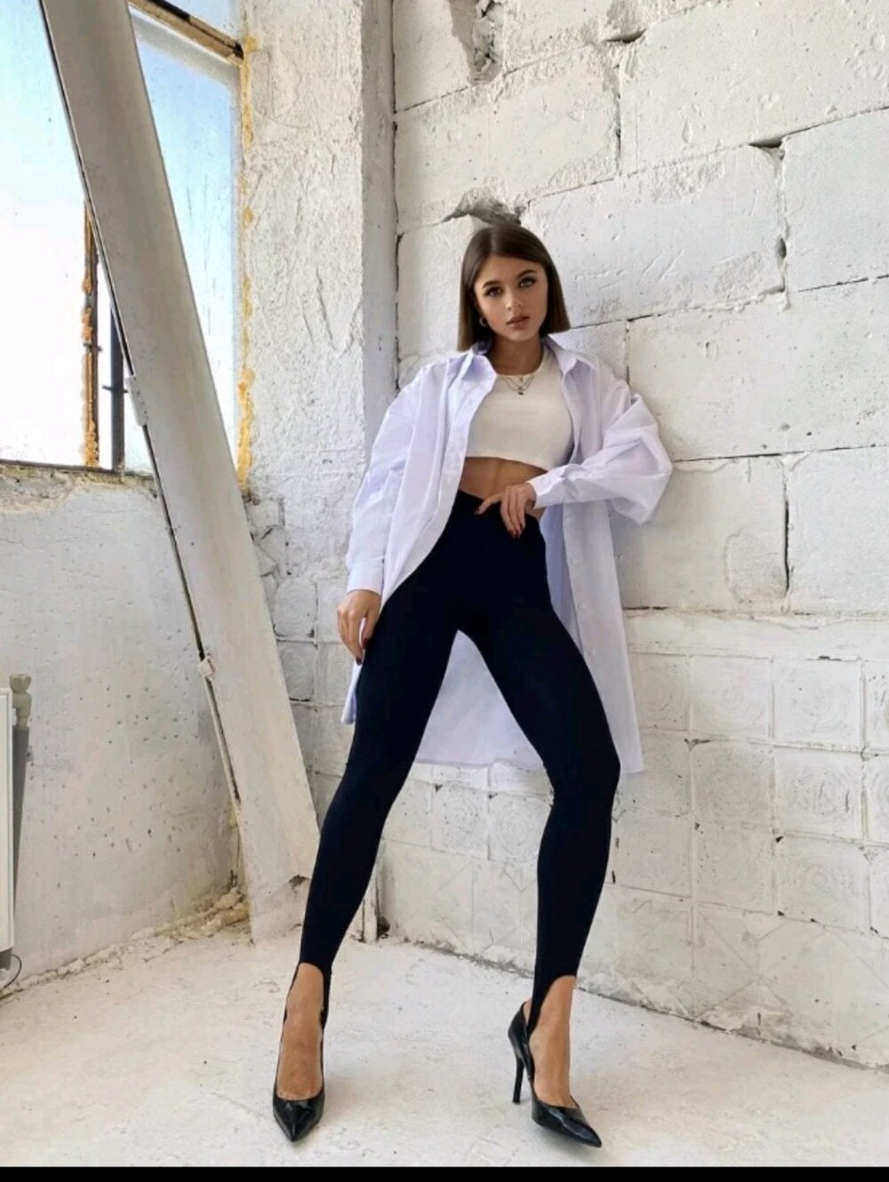 Zara High Waist Black Stirrup leggings M/L Retail $49-jlux-mamgo